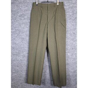 Vintage US Army Pants Mens 31R Green Tropical Wool Blend Dress Uniform